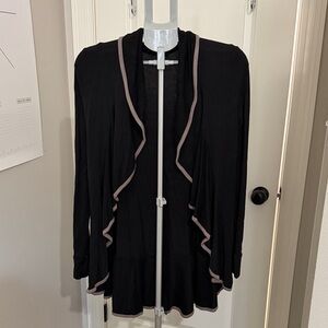 MM Couture Black Cardigan with Pink Trim